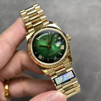 QF공장 롤렉스 데이데이트 36 그린 옴브레 다이얼 옐로우 골드 금통 128238