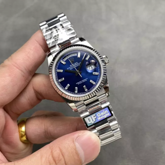 QF공장 롤렉스 데이데이트 36 청판 바게트 다이아 다이얼 화이트 골드 금통 128236