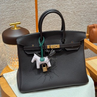 최고퀄 에르메스 올수공 버킨 35 다크 브라운 토고 가죽 금장
