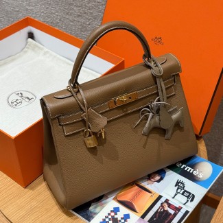 최고퀄 에르메스 올수공 켈리 32 캐러멜 브라운 토고 가죽 금장