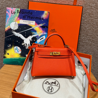 최고퀄 에르메스 올수공 켈리 미니 레드 오렌지 엡송 가죽 금장