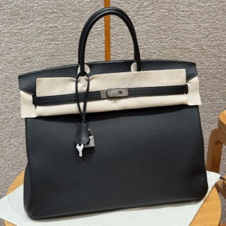올수공 에르메스 버킨 40 Noir 토고 가죽 실버 하드웨어