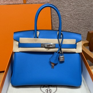 올수공 에르메스 버킨 30 17/Blue zalige 토고 가죽 실버 하드웨어