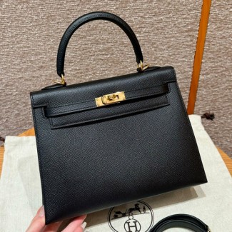 올수공 에르메스 켈리 25 ck89/noir 엡송 가죽 골드 하드웨어