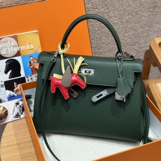 올수공 에르메스 켈리 32 2Q/Vert Anglais 토고 가죽 실버 하드웨어
