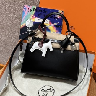 올수공 에르메스 켈리 25 ck89/noir 박스 가죽 실버 하드웨어