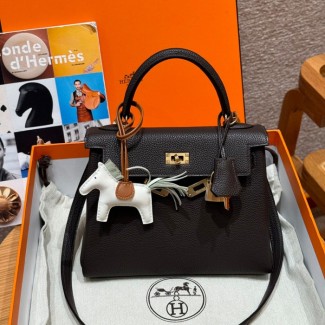 올수공 에르메스 켈리 25 47/Chocolat 토고 가죽 골드 하드웨어