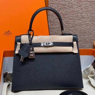 올수공 에르메스 켈리 25 2z/Blue nuit 엡송 가죽 실버 하드웨어