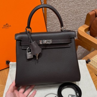 올수공 에르메스 켈리 25 46/Ebene 토고 가죽 실버 하드웨어