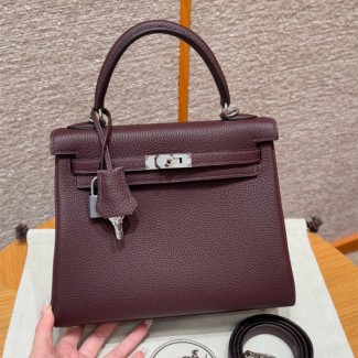 올수공 에르메스 켈리 25 0G/Rouge seller 토고 가죽 실버 하드웨어