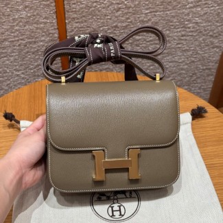 올수공 에르메스 콘스탄스 19 18/Etoupe 체브레 가죽 골드 하드웨어