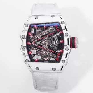 RM공장 리차드밀 수동 와인딩 투르비용 부바 왓슨 화이트 카본 케이스 화이트 스트랩 밴드 RM38-02