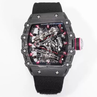 RM공장 리차드밀 수동 와인딩 투르비용 부바 왓슨 블랙 카본 케이스 블랙 스트랩 밴드 RM38-02