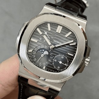 PPF공장 파텍필립 노틸러스 문페이즈 청판 다이얼 가죽밴드 5712G