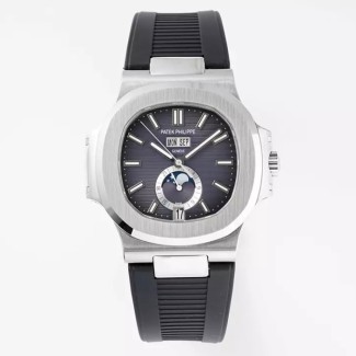 PPF공장 파텍필립 노틸러스 애뉴얼캘린더 문페이즈 블랙 다이얼 러버밴드 5726A