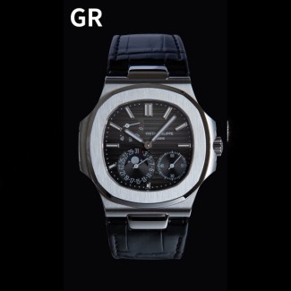 GR공장 파텍필립 노틸러스 문페이즈 블랙 다이얼 가죽밴드 5712