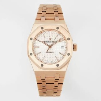 IP공장 오데마피게 로얄오크 화이트 다이얼 로즈골드 금통 37mm 15450