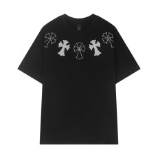 크롬하츠 십자가 넥 포인트 티셔츠 블랙