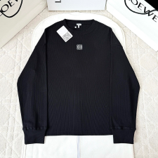 로에베 아나그램 리브 니트 코튼 티셔츠 블랙