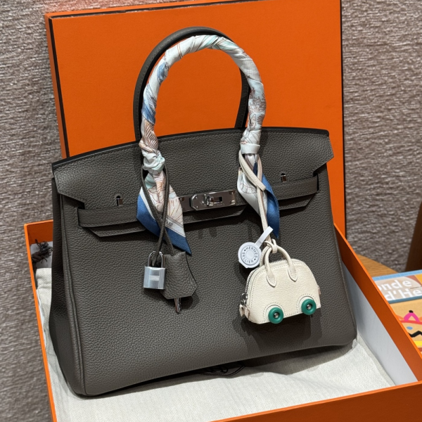 올수공 에르메스 버킨 30 Etain 토고 가죽 실버 하드웨어